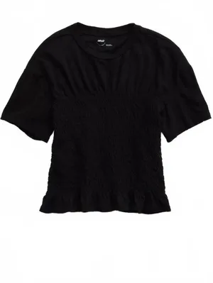 AE Aerie Smocked T-Shirt American Eagle NWT True Black Large thumbnail 3