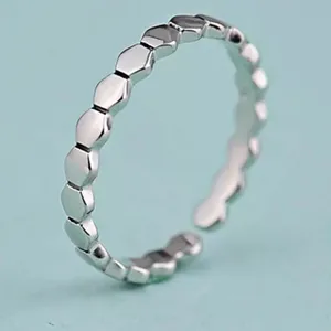 Boutique NEW 925 Sterling Silver‎ Hexagon Design Stacking Adjustable Band Ring thumbnail 6