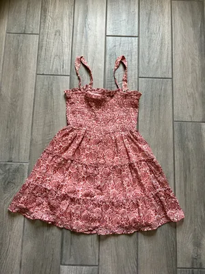 Smocked Tiered Mini Dress in Dusty Rose Print thumbnail 4