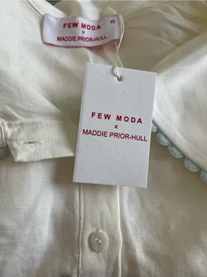 NWT Few Moda Alfresco top size XS Maddie Prior- Hull collab ivory blue trim thumbnail 7