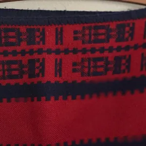 Vintage Red Navy Tribal Stripe Knit Blanket Poncho Fringe OS Western Cowgirl thumbnail 4