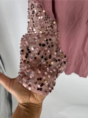 Free People Dusty Rose Sequin-Sleeve Pocket Long Sleeve Tee thumbnail 5
