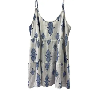 Show Me Your Mumu White Blue Spaghetti Strap Lightweight Pocket Dress Medium thumbnail 6