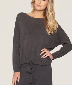 Barefoot Dreams Cozychic Ultra Lite Pullover Sweater Size Medium Gray 495 thumbnail 1