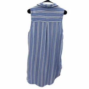 Staccato Blue Striped Sleeveless Button Up Tunic Top Blouse Womens Large thumbnail 8