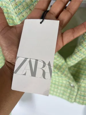 ZARA NWT Green Tweed Cropped Blazer Pearl Buttons Size XS thumbnail 5