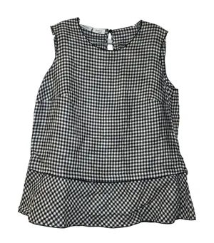 Akris Punto Womens Black White Gingham Peplum Sleeveless Top 12 Saks Exclusive thumbnail 1