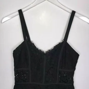 NEW SZ 0 XS Express PIPED LACE SHEATH DRESS BLACK Career work knee length thumbnail 8