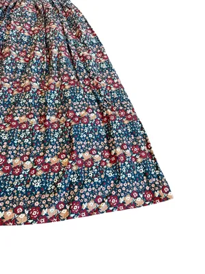 Ivy City Co Navy Burgundy Floral Smocked Midi Dress Boho Chic Day Medium Women's thumbnail 13