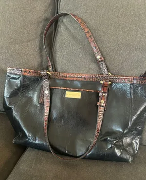 Brahmin Arno Tuscan Black and Brown Leather Satchel Shoulder Bag Purse - Vintage thumbnail 1