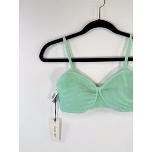 NWT Aritzia Babaton Womens Bra Green Sculpt Knit Ribbed Wireless Bralette Medium thumbnail 4
