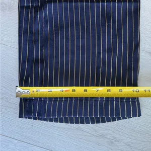 Lucy in the Sky, Navy Blue,Gold Striped Wide Leg Pants Two piece Set Sz S thumbnail 11