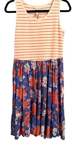 Matilda Jane‎ Coral Stripe Floral Tiered Dress Women's S thumbnail 1
