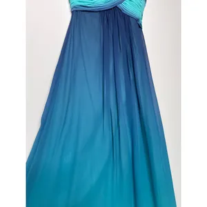 2000s BCBG Max Azria Teal Blue Ombre One-Shoulder Chiffon Evening Gown – Size 0 thumbnail 7