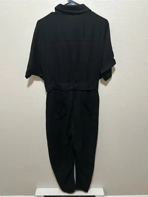 NWT Baltic Born Dallas Utility Jumpsuit Black Cotton Button Front Size Large thumbnail 6