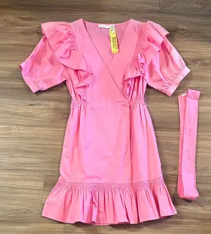 Boutique Zara Pink Ruffle Sleeve Dress thumbnail 1