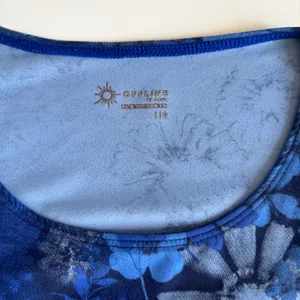 OFFLINE By Aerie Real Me XTRA Twist Crop Tank Top in Blue Butterfly Floral Print thumbnail 2
