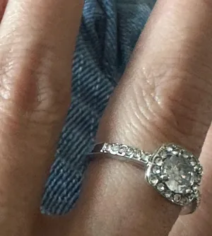 White Gold Plated Silver Pave Princess Cubic Zirconia Engagement thumbnail 4