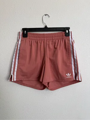 adidas Women’s Coral Athletic Shorts with White Stripes thumbnail 2