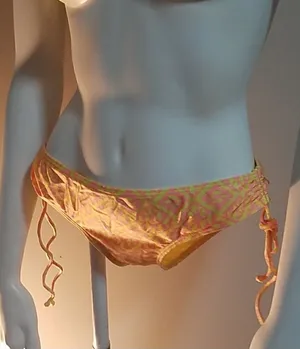 O'Neill Women's Bikini Bottoms in Yellow and Pink Geometric Print, Size M thumbnail 1