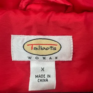 Talbots Women's Red Goose Down‎ Puffer Vest Belted Collar Quilted Fill Size L thumbnail 4