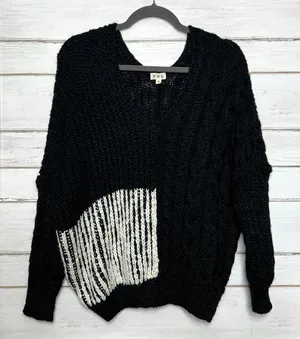 POL Black Chunky Knit Sweater Size Small Wool Blend Oversized Pullover thumbnail 1
