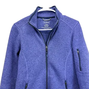 LL Bean Blue Sweater Fleece Full Zip Jacket Pockets Small Women Outdoor Classic thumbnail 3
