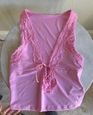 Forever 21 Light Pink Lace-Trim Tie-Front Camisole thumbnail 1