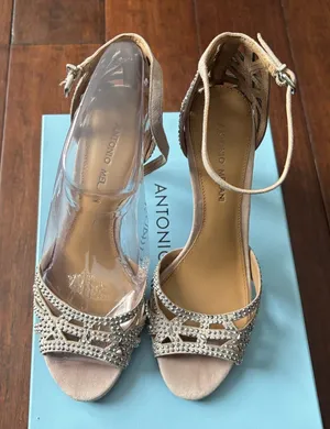 Antonio Melani Macall Chalk Jeweled Ankle-Strap Dress Heel #9 thumbnail 1