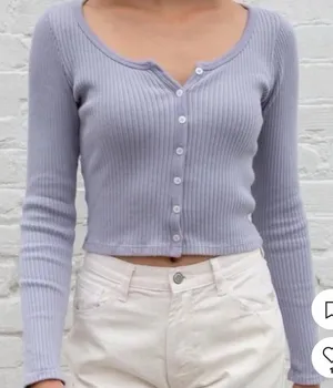 Brandy Melville Lilac Purple Ribbed Button-Front Crop Top OS thumbnail 1