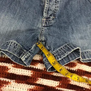 Y2K Vintage American Eagle Micro Mini Baddie Low Rise Denim Jean Booty Cargo Shorts Light Blue #gothic #whimsigoth #cyber #punk #biker whimsygoth Size 4-Measurement in pics thumbnail 6