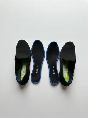 Rothy's The Loafer Black with Blue Trim Slip On Shoes thumbnail 9