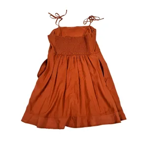 Abercrombie & Fitch Burnt Orange Cotton Tie Strap Ruffle Mini Dress Large thumbnail 3
