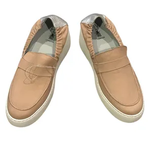 FLY LONDON Duli Platform Wedge Loafers Shoes Tan Beige Silver 40 thumbnail 1