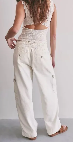 NWOT Free People We The Free Park Ave Pants - ivory - Large thumbnail 2