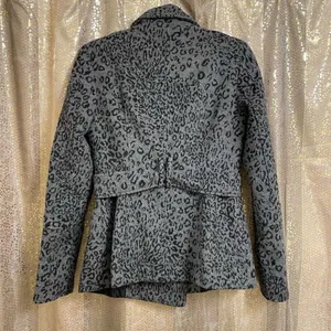 Moda International Victorias Secret Y2K Leopard Print Gray Black Peacoat Jacket thumbnail 7