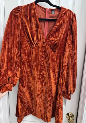 SheIn Velvet dress with button down front thumbnail 1
