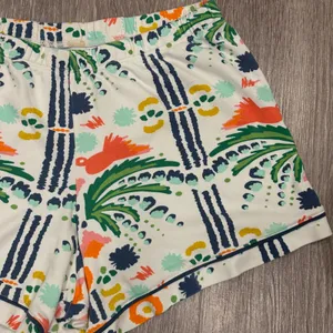 Emily McCarthy Ikat Jungle Tropical Multi Print Pima Cotton Pajama Shorts Small thumbnail 4