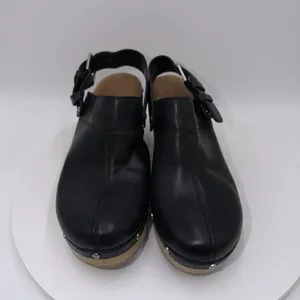 Clarks Artisan Ledella York Black Leather Block Heel Clog Slingback Mule 6 thumbnail 3