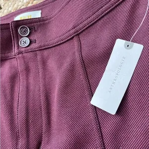 NWT Anthropologie Maeve Pants Womens 2 Burgundy Red Split Hem Pintuck Skinny Leg thumbnail 3