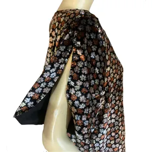 Madewell Velvet Tulip Sleeve Silver & Brown With Ruffle Trim Top Nwt (Xl) thumbnail 6