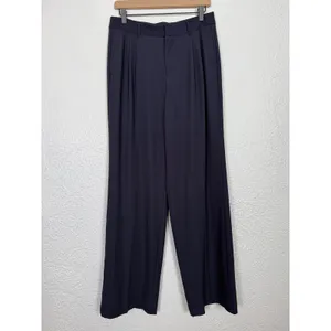 Summersalt The Classic Pleat Straight Leg Trouser Pant Navy Blue Size 8 thumbnail 2