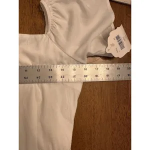 Altar'd State White Dress Sz. Medium Square Neck Mini Flutter Sleeve Ruffle NEW thumbnail 6