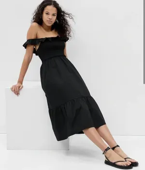 Nwt Gap Ruffle Neck Off Shoulder Midi Dress thumbnail 1