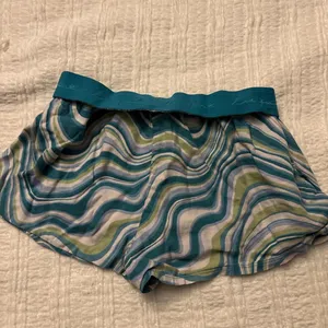 Blue and green swirl pattern PINK pajama shorts thumbnail 2