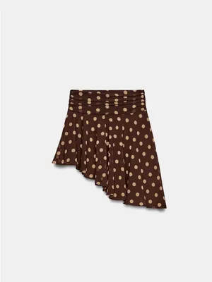 ZARA Women's Brown Polka Dot Midi Skirt thumbnail 2