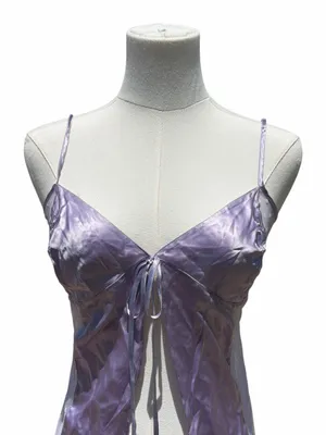 Victoria’s Secret Lavender 100% Silk Babydoll Chemise XS Sheer Polka Dot Y2K thumbnail 7
