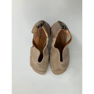 Lucky Brand Taupe Leather Cutout Peep Toe Block Heel‎ Booties Sandals Womens 8M thumbnail 5