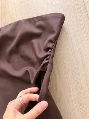 Chocolate Brown Satin Strapless Ruched Going Out Top thumbnail 2