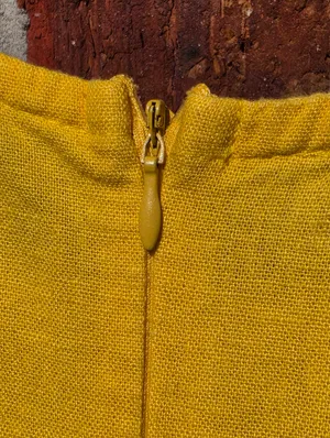 Yellow Linen tunic Short Sleeves Asymetric Hem Medium thumbnail 9
